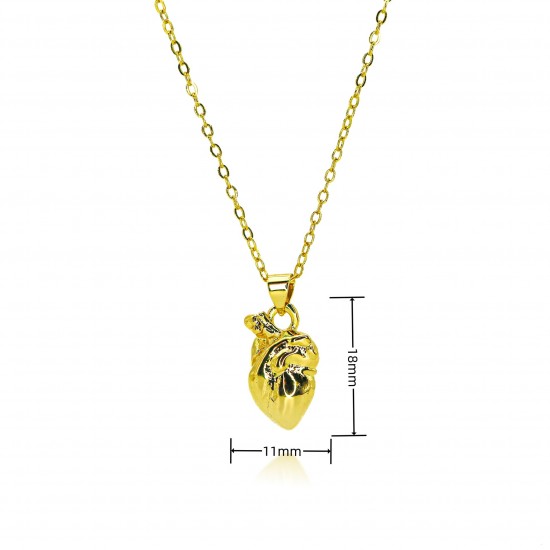 The new cross-border personalized three-dimensional teeth and heart pendant necklace features a simple and niche design with a copper gold-plated collarbone chain The new cross-border personalized three-dimensional teeth and heart pendant necklace features a simple and niche design with a copper gold-plated collarbone chain