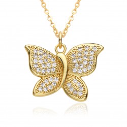 High-end style, unique personality, trapezonal color butterfly necklace, pendant, light luxury, retro collarbone chain, neck chain, best friend accessory