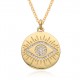 Amazon Europe and America cross-border micro-set colored diamond Bohemian Devil's Eye Disc pendant necklace Amazon Europe and America cross-border micro-set colored diamond Bohemian Devil's Eye Disc pendant necklace