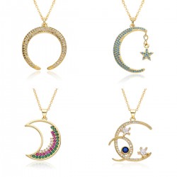 Aliexpress Women 's new fashion accessories Moon Star Pendant Fresh Personality necklace accessories necklace