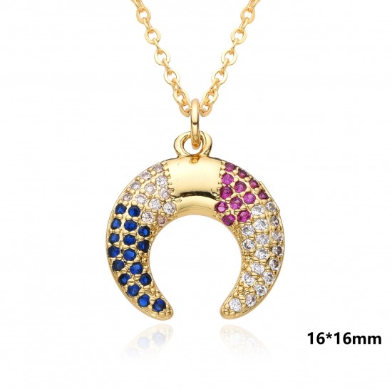 A zircon fashionable gold-plated geometric circular star and moon necklace from Europe and America A zircon fashionable gold-plated geometric circular star and moon necklace from Europe and America
