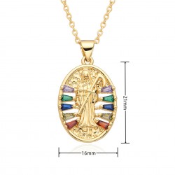 Cross-border exclusive personalized design micro-set zircon color fashionable light luxury trendy necklace, Death Scythe copper gold-plated