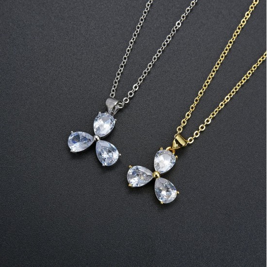 Wholesale of diamond-encrusted zircon petal pendants, necklaces, women's necklaces and InS-style women's collarbone chains in stock for cross-border trade from Europe and America Wholesale of diamond-encrusted zircon petal pendants, necklaces, women's necklaces and InS-style women's collarbone chains in stock for cross-border trade from Europe and America