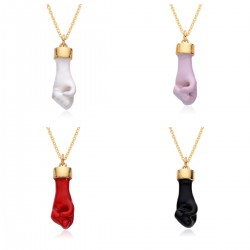 Colored natural stone fist pendant, natural crystal rough stone pendant, neckband, natural stone fist necklace