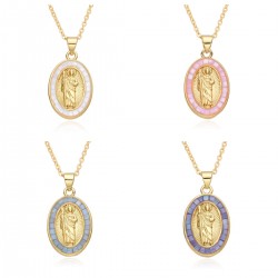 Cross-border best-selling oval Guadalupe, Jesus Saint Benedict necklace, women's collarbone chain, shell pendant jewelry in Europe and America