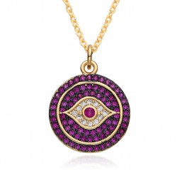 Cross-border European and American creative personality exaggerated round Devil's eye necklace for women, niche design sense collarbone chain