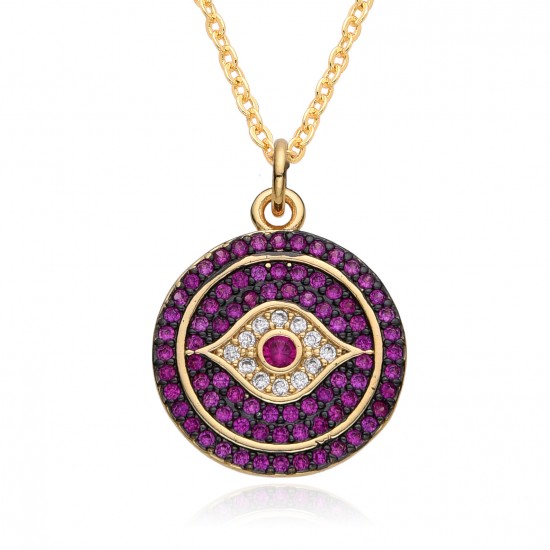 Cross-border European and American creative personality exaggerated round Devil's eye necklace for women, niche design sense collarbone chain Cross-border European and American creative personality exaggerated round Devil's eye necklace for women, niche design sense collarbone chain
