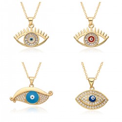 Wholesale from the manufacturer of the new European and American cross-border Devil's Eye oil-dripping necklace with multi-color micro-set pendant neck accessory