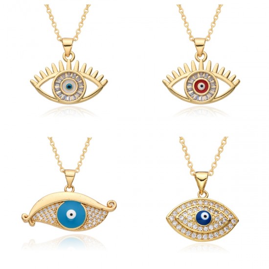 Wholesale from the manufacturer of the new European and American cross-border Devil's Eye oil-dripping necklace with multi-color micro-set pendant neck accessory Wholesale from the manufacturer of the new European and American cross-border Devil's Eye oil-dripping necklace with multi-color micro-set pendant neck accessory