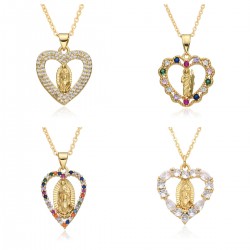 European and American cross-border religious personality deity collarbone chain Zircon eco-friendly copper material pendant necklace copper plating 18kD108