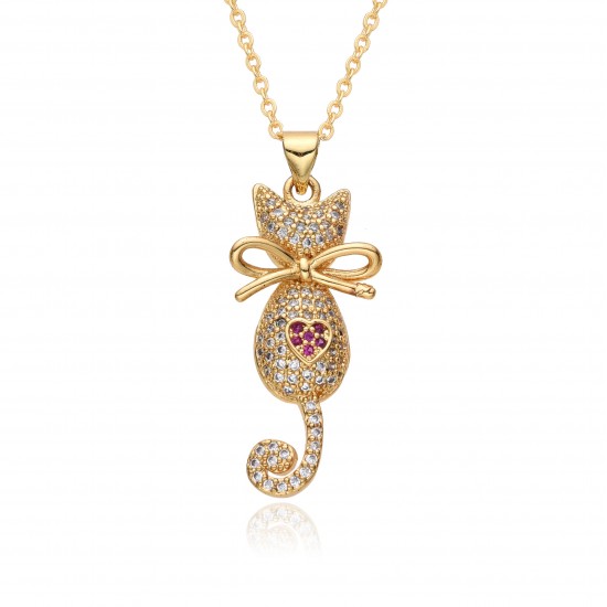 European and American personalized creative copper gold-plated micro-inlaid colored zircon dinosaur pendant necklace, cartoon cute necklace accessory for women European and American personalized creative copper gold-plated micro-inlaid colored zircon dinosaur pendant necklace, cartoon cute necklace accessory for women