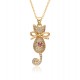 European and American personalized creative copper gold-plated micro-inlaid colored zircon dinosaur pendant necklace, cartoon cute necklace accessory for women European and American personalized creative copper gold-plated micro-inlaid colored zircon dinosaur pendant necklace, cartoon cute necklace accessory for women