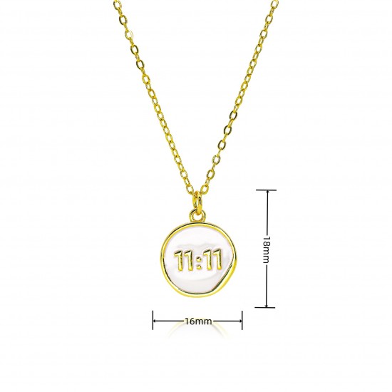 Cross-border European and American copper gold-plated colored shell letter necklace for women's trade, 18K gold oil-dropped 11-digit pendant Cross-border European and American copper gold-plated colored shell letter necklace for women's trade, 18K gold oil-dropped 11-digit pendant