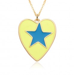 New cross-border European and American enamel colored oil drop heart-shaped heart star creative fashion pendant necklace collarbone chain