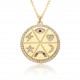 Simple ins hollowed-out round slightly set pendant necklace for Korean girls, trendy and niche student necklace G230 Simple ins hollowed-out round slightly set pendant necklace for Korean girls, trendy and niche student necklace G230