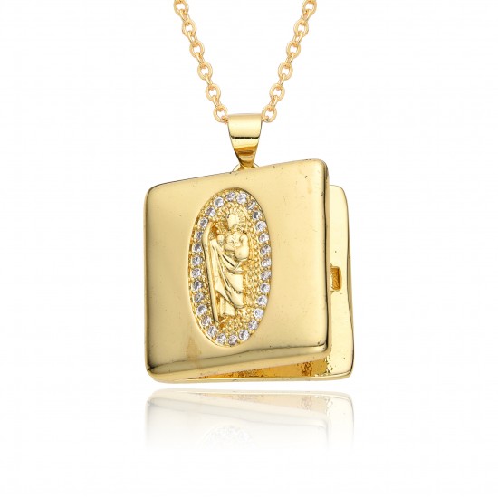 European and American cross-border small photo box album, eye moon slightly set, Virgin Mary pendant, opening and closing necklace, copper plated with real gold European and American cross-border small photo box album, eye moon slightly set, Virgin Mary pendant, opening and closing necklace, copper plated with real gold