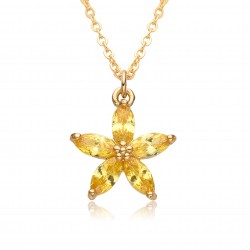 A new cross-border multi-color crystal zirconium plum blossom pendant with copper plating of 18K real gold, a high-end European and American style light luxury necklace