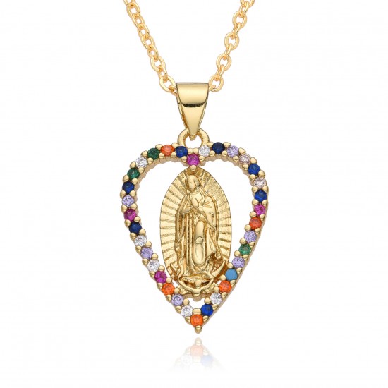 European and American cross-border religious personality deity collarbone chain Zircon eco-friendly copper material pendant necklace copper plating 18kD108 European and American cross-border religious personality deity collarbone chain Zircon eco-friendly copper material pendant necklace copper plating 18kD108