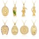 A zircon human figure pendant necklace with a European and American cross-border religious personality statue collarbone chain, plated with 18k real gold A zircon human figure pendant necklace with a European and American cross-border religious personality statue collarbone chain, plated with 18k real gold