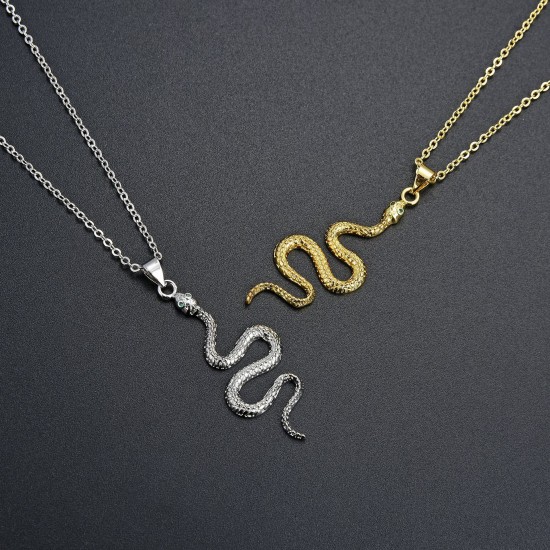 Cross-border popular accessories, light luxury hip-hop style, snake-shaped pendant necklace, zircon women's collarbone chain necklace in stock wholesale Cross-border popular accessories, light luxury hip-hop style, snake-shaped pendant necklace, zircon women's collarbone chain necklace in stock wholesale