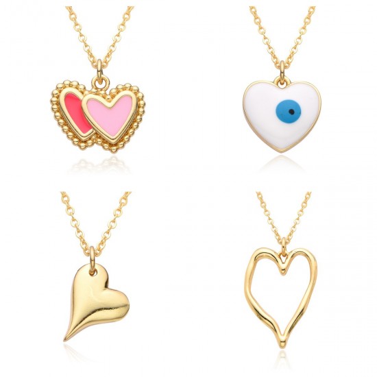 Niche design O-shaped chain irregular heart-shaped necklace for women, simple and versatile heart-shaped pendant, collarbone chain Niche design O-shaped chain irregular heart-shaped necklace for women, simple and versatile heart-shaped pendant, collarbone chain