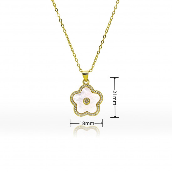 Fashionable white mother-of-pearl four-leaf clover flower cloud necklace for women in a cold style, ins natural shell pendant, collarbone chain necklace Fashionable white mother-of-pearl four-leaf clover flower cloud necklace for women in a cold style, ins natural shell pendant, collarbone chain necklace