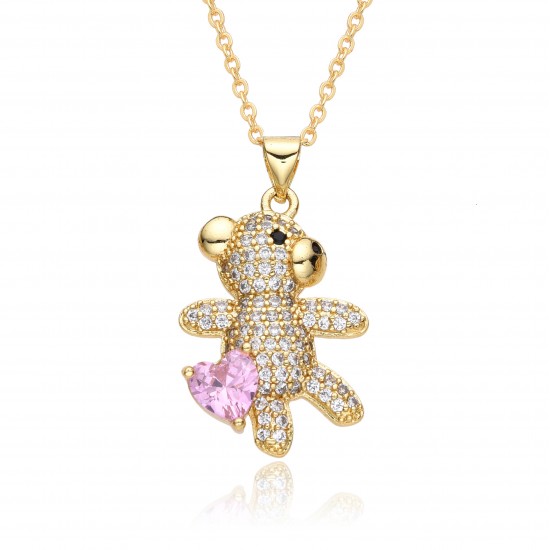 European and American light luxury hip-hop trendy brand bear necklace, female Instagram influencer, unique, niche and cute pendant collarbone chain European and American light luxury hip-hop trendy brand bear necklace, female Instagram influencer, unique, niche and cute pendant collarbone chain