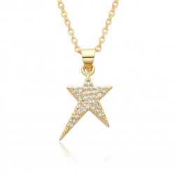 Retro hot girl y2k star five-pointed star pendant layered necklace, sweet and cool, slightly inlaid copper and gold-plated, niche design collarbone