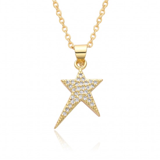 Retro hot girl y2k star five-pointed star pendant layered necklace, sweet and cool, slightly inlaid copper and gold-plated, niche design collarbone Retro hot girl y2k star five-pointed star pendant layered necklace, sweet and cool, slightly inlaid copper and gold-plated, niche design collarbone