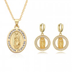 In Europe and America, cross-border religious copper slightly inlaid zircon pendant women's jewelry, the Virgin Mary necklace, is popular