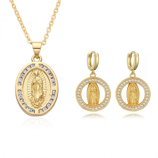 In Europe and America, cross-border religious copper slightly inlaid zircon pendant women's jewelry, the Virgin Mary necklace, is popular In Europe and America, cross-border religious copper slightly inlaid zircon pendant women's jewelry, the Virgin Mary necklace, is popular