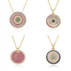 European and American cross-border micro-set zircon Devil Eye pendant Necklace Colored zirconium geometric eye necklace women Necklace