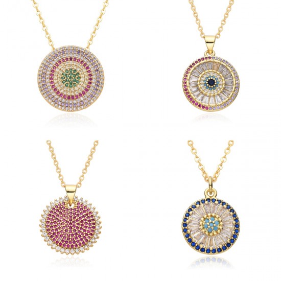 European and American cross-border micro-set zircon Devil Eye pendant Necklace Colored zirconium geometric eye necklace women Necklace European and American cross-border micro-set zircon Devil Eye pendant Necklace Colored zirconium geometric eye necklace women Necklace