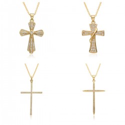 A popular retro rhinestone cross pendant necklace from Europe and America, a creative women's fashion pendant collarbone chain