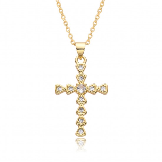 2023 new micro-set hollowed-out cross necklace, women's summer accessory pendant, fashionable and simple sweater chain accessory 2023 new micro-set hollowed-out cross necklace, women's summer accessory pendant, fashionable and simple sweater chain accessory
