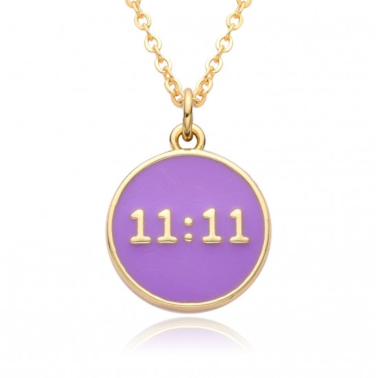 European and American Instagram niche Double 11 copper electroplated 18K gold oil drip pendant 11:11 11:11 Personalized necklace European and American Instagram niche Double 11 copper electroplated 18K gold oil drip pendant 11:11 11:11 Personalized necklace