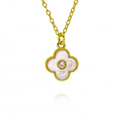 A lucky five-petal flower copper-plated round bead necklace with a beaded border is selling well in Europe and America. It is a simple, fashionable and versatile collarbone chain for women