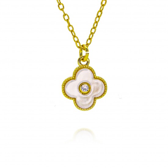 A lucky five-petal flower copper-plated round bead necklace with a beaded border is selling well in Europe and America. It is a simple, fashionable and versatile collarbone chain for women A lucky five-petal flower copper-plated round bead necklace with a beaded border is selling well in Europe and America. It is a simple, fashionable and versatile collarbone chain for women