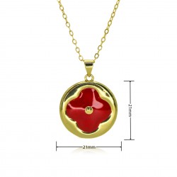 High-quality copper plated with 18K gold, exquisitely crafted natural mother-of-pearl four-leaf clover monogram necklace, women's light luxury style ins collarbone chain