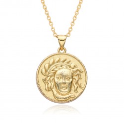European and American cross-border fashion and creative pendant jewelry, copper plated 18K gold hollowed-out sun and moon necklace