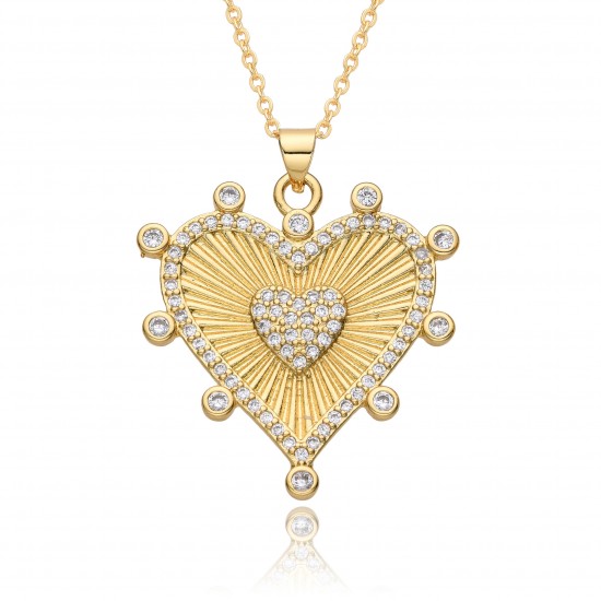 European and American new style simple hollow heart collarbone chain heart-shaped necklace for women, copper-plated real gold zircon necklace h147 European and American new style simple hollow heart collarbone chain heart-shaped necklace for women, copper-plated real gold zircon necklace h147