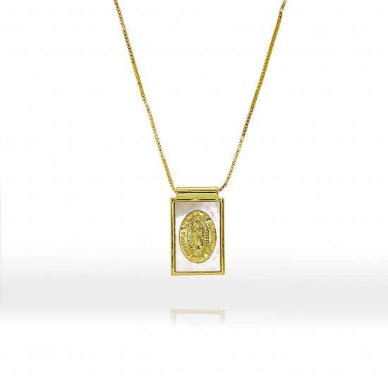 Cross-border best-selling European-style Saint Guadalupe necklace, women's light luxury natural shell square tag pendant jewelry on Instagram Cross-border best-selling European-style Saint Guadalupe necklace, women's light luxury natural shell square tag pendant jewelry on Instagram