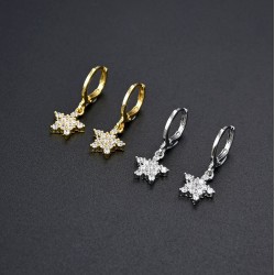 European and American cross-border trade style diamond-encrusted CZ Zircon star earrings, light luxury and romantic women's earrings, ins style earrings in stock