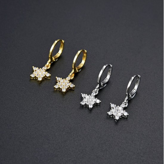 European and American cross-border trade style diamond-encrusted CZ Zircon star earrings, light luxury and romantic women's earrings, ins style earrings in stock European and American cross-border trade style diamond-encrusted CZ Zircon star earrings, light luxury and romantic women's earrings, ins style earrings in stock