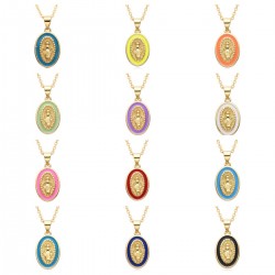 European and American cross-border religious oval oil drop pendant, women's jewelry, God Jesus, Virgin Mary necklace