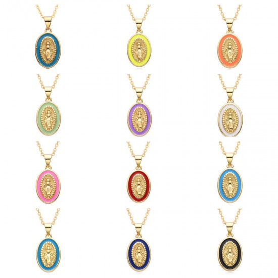 European and American cross-border religious oval oil drop pendant, women's jewelry, God Jesus, Virgin Mary necklace European and American cross-border religious oval oil drop pendant, women's jewelry, God Jesus, Virgin Mary necklace
