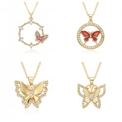 Butterfly necklaces for women with electroplated micro-set zircon pendants are selling well across borders in Europe and America. These are niche, light luxury and high-end necklaces in stock
