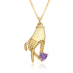 18K copper gold-plated slightly set zircon finger-shaped pendant, orchid finger pendant, DIY fashionable commuting necklace