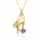 18K copper gold-plated slightly set zircon finger-shaped pendant, orchid finger pendant, DIY fashionable commuting necklace 18K copper gold-plated slightly set zircon finger-shaped pendant, orchid finger pendant, DIY fashionable commuting necklace