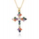 Amazon cross-border bestseller colorful zircon cross accessory pendant Hip-hop necklace female wholesale SHEIN.TEMU Amazon cross-border bestseller colorful zircon cross accessory pendant Hip-hop necklace female wholesale SHEIN.TEMU